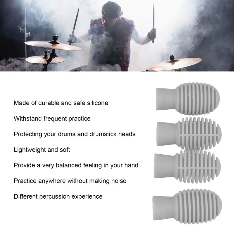 4Pcs Drumstick Silent Tip Silicone Drum Stick Dampener Mallet Mute