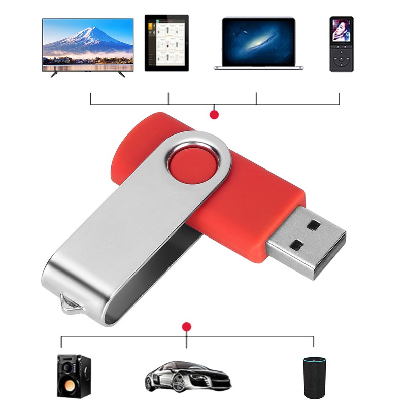 USB Flash Drive Candy Red Rotatable Portable Storage Memory Stick