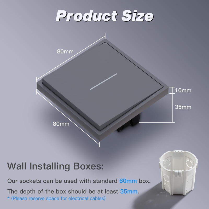 MVAVA Light Switch Single 1 Way Light Switch Flush-Mounted with