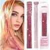 HASTHIP® 6 extensiones de cabello con purpurina y clip, color