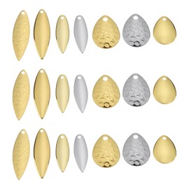 Briny River 50-Piece Fishing Lure Spinner Blade Set with and Without Pattern Copper Fishing Tackle Spinner Blade for Bait Making