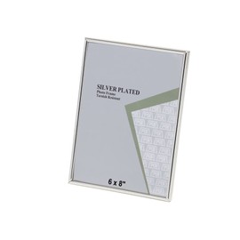 6 x 8-inch Silver Thin Edge Single Photo Frame Stands/Hangs Both Ways - Velveteen Backing - Tarnish Resistant (6 x 8-inch)