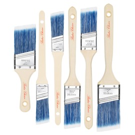 Bates Paint Brushes - 6 Pack, 1", 1.5", 2" Angle Brushes, Treated Wood Handle for Walls, Stain & Furniture Painting