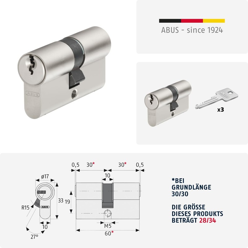 ABUS Profile Cylinder E20NP 28/34, 59803