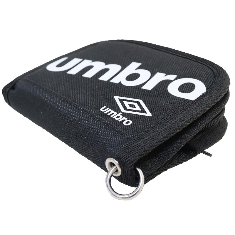 Umbro Bi-fold Wallet with Diagonal Logo Polyester Shoulder Strap Black,