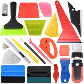 Vehicle Tint Squeegee PPF Tools Car Wrap Kit Corner Shank Scraper Window Water Wiper Knife Blade Cutter Car Paint Protective Film Wrapping Kit Window Tint Tools PPF Installation Kit
