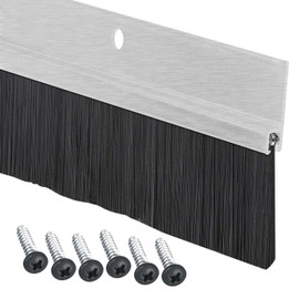 Brush Seal Made of Aluminium, Door Seal with Brush for Doors, Double Attachment by Gluing and Screws, Length Can Be Spliced (Silver)