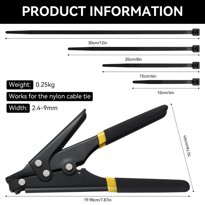 Innconee Zip Tie Tool Kit with 400 Cable Ties Assorted