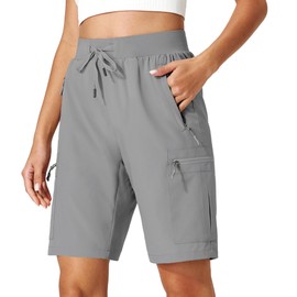 Ksmien Women's Hiking Cargo Shorts Quick Dry Lightweight Summer Shorts with Zipper Pockets for Travel Golf Camping