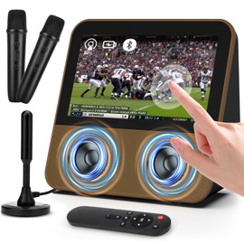 TURNRISE 7" Mini Portable TV: 1080P HD Touch Screen Portable Smart TV with ATSC Tuner - Karaoke Machine with Bluetooth - Battery Powered TV with Remote for Camping, Travel, Car, Home (Brown)