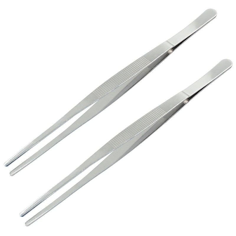 Cionyce 2 Pcs 10 Inch Stainless Steel Forceps, straight Metal