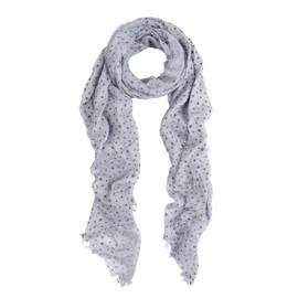 Premium Long Solid Color Dolka Dot Frayed Edge Scarf, Gray