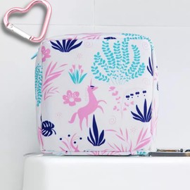Adorable Pink Peri - Reusable Sanitary Napkin Pads Storage Bag Portable for Women Girls | Reusable | Zero Waste Period (White Unicorn)