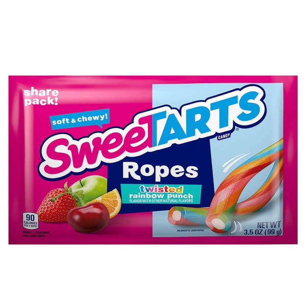 SweeTARTS Ropes, Twisted Rainbow Punch, 3.5 ounce Package, Pack of 12