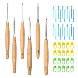 Yitexin Häkelnadel-Set mit Holzgriff, Häkelnadeln für Garn, Häkelnadeln für Arthritische Hände, Stricknadel, Häkelset für Anfänger, Arthritische Hände, Decke, 3,0 mm - 5,5 mm