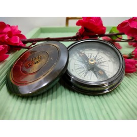 Vintage Navigational Compass Antique Collection Magnetic Round Directional Compass for Collectors Hikers Travellers Ceremonial Open Lid Compass