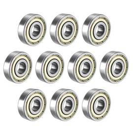 sourcing map 6200ZZ Ball Bearing 10mm x 30mm x 9mm Double Shielded 6200-2Z 80200 Deep Groove Bearings, Carbon Steel (Pack of 10)