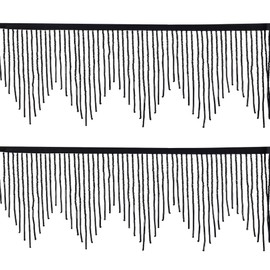 FINGERINSPIRE 0.9 m Pearl Fringe Trim for Sewing Wavy Tassels Lace Ribbon with Beads Black Pearl Tassels Chain Ribbons Sewing Pearl Fringe Trim Ribbon for Curtains Lampshades Decoration