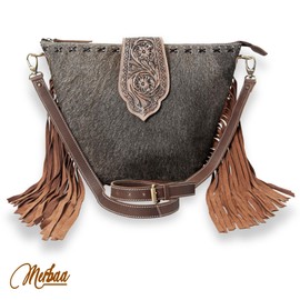Merbaa Genuine Cowhide Leather Crossbody Bag for Women – Hand Carved Flap, Zipper Closure, Adjustable Strap, Multicolor Shoulder Purse – Boho Western Style