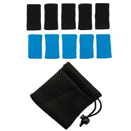 DYNAMICSTRONG Thumb Finger Sleeves - Support Sleeve X 10 with Small Washable Bag, Protector Cushion Wraps, Compression for Arthritis, Basketball Finger Guard - Blue & Black