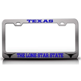 Custom Brother - Texas The Lone Star State Cowboy Horn Metal Car SUV Truck License Plate Frame Ch a11
