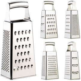 Rosenstein & Söhne Kitchen Grater, High Quality Square Grater Made of Stainless Steel With Extra Sharp Graters (Cucumber Slicer)