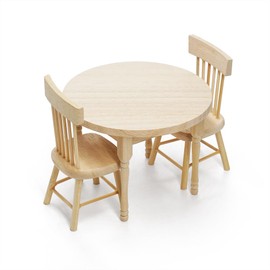 Odoria 1/12 Scale Miniature Kitchen Dining Table 2 Chairs Dollhouse Furniture Accessories, Burlywood