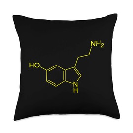 Serotonin Molecule Throw Pillow, 18x18, Multicolor
