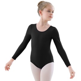 YgneeDom Girls Long Sleeve Leotard Kids Bodysuit for Dance Gymnastics Costume 3-12 Years(Black,5-6)