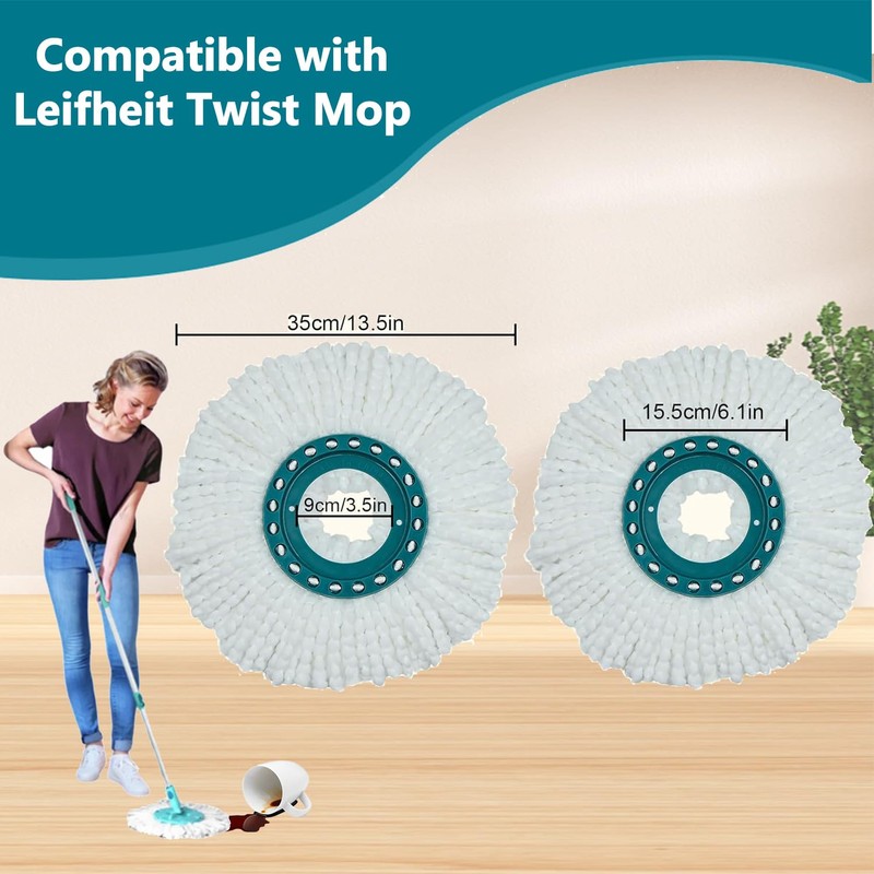 Mozzoom Microfiber Replacement Heads for Leifheit Clean Twist Disc Mop