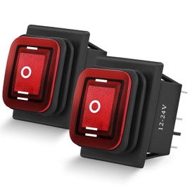 Nilight Nilight 6Pin On Off On Rocker Switch 2PCS Red LED Lighted IP67 Waterproof DPDT 3 Position Latching 20A 12VDC 125VAC Toggle Switch Motor for Car Boat Automotive Vehicles