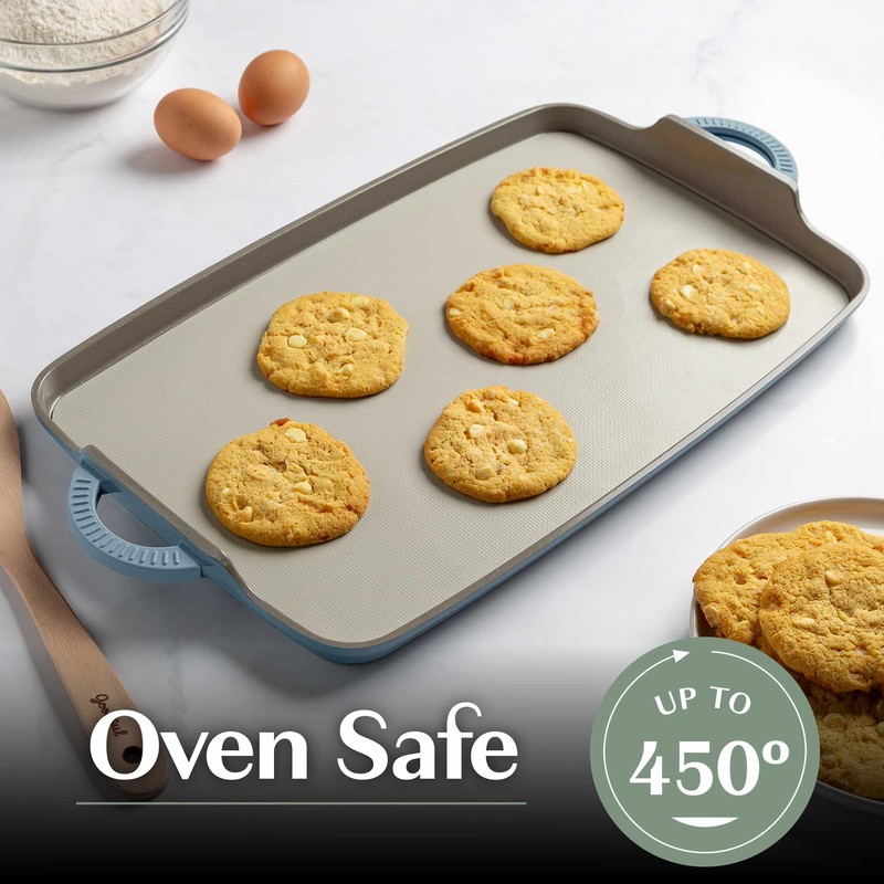 Goodful All-in-One Double Burner Griddle, Ceramic Nonstick, Durable Cast Aluminum,
