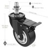 COOWOO 3" Stem Caster Wheels with Safety Dual Locking, 1/2"