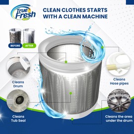 True Fresh Washing Machine Cleaner Tablets – 25-Pack Deep Cleaning for Front Loader, Top Load & HE Washers – Helps Remove Odor-Causing Residues, Pet Hair & Hard Water Buildup – Septic Safe