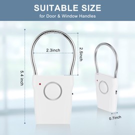 Kanayu 4 Pieces Door Handle Alarm 120dB Door Alarms for Home Security Alert Doorknob Sensing Window Burglar Alert for Home Security Kids Safety(White)