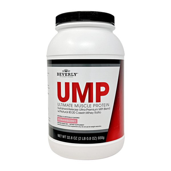 Beverly International UMP Protein Powder, Strawberry. Unique Whey-Casein Ratio Builds Lean Muscle. Easy to Digest. No Bloat. (32.8 oz) 2lb .8 oz