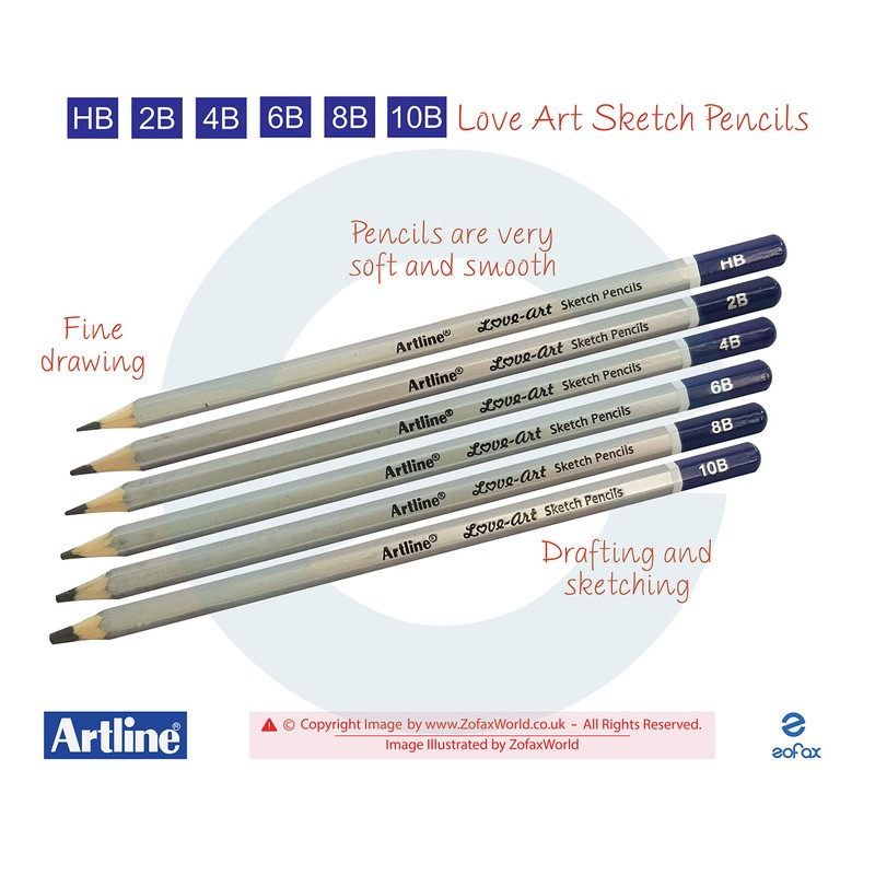 artline HB 2B 4B 6B 8B 10B Graded Artist Pencils