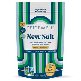 Spicewell New Salt | Himalayan Pink Salt Infused with 21 Plant-Based Vitamins & Minerals, 30% Lower Sodium than Table Salt, Healthy & Delicious Salt, 5oz Pouch