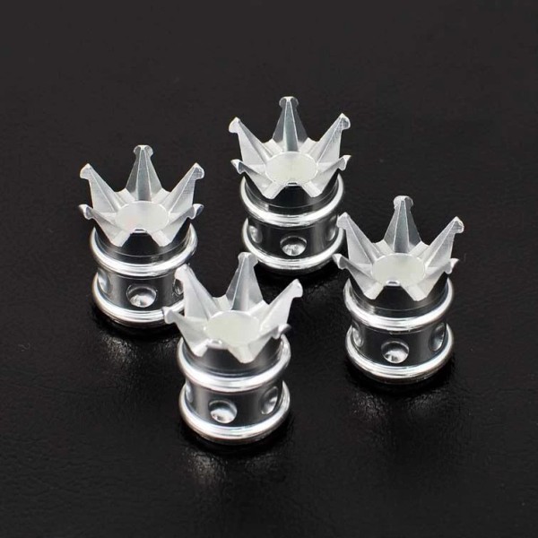 Unbranded 4 CHROME KING CROWN CNC BILLET ALUMINUM TIRE VALVE