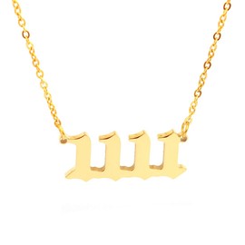 HUTINICE Angel Number Necklace, 1111 Necklace Gold Dainty Choker Lucky Numbers Pendant Numerology Minimalist Women Jewelry (1111-Gold)