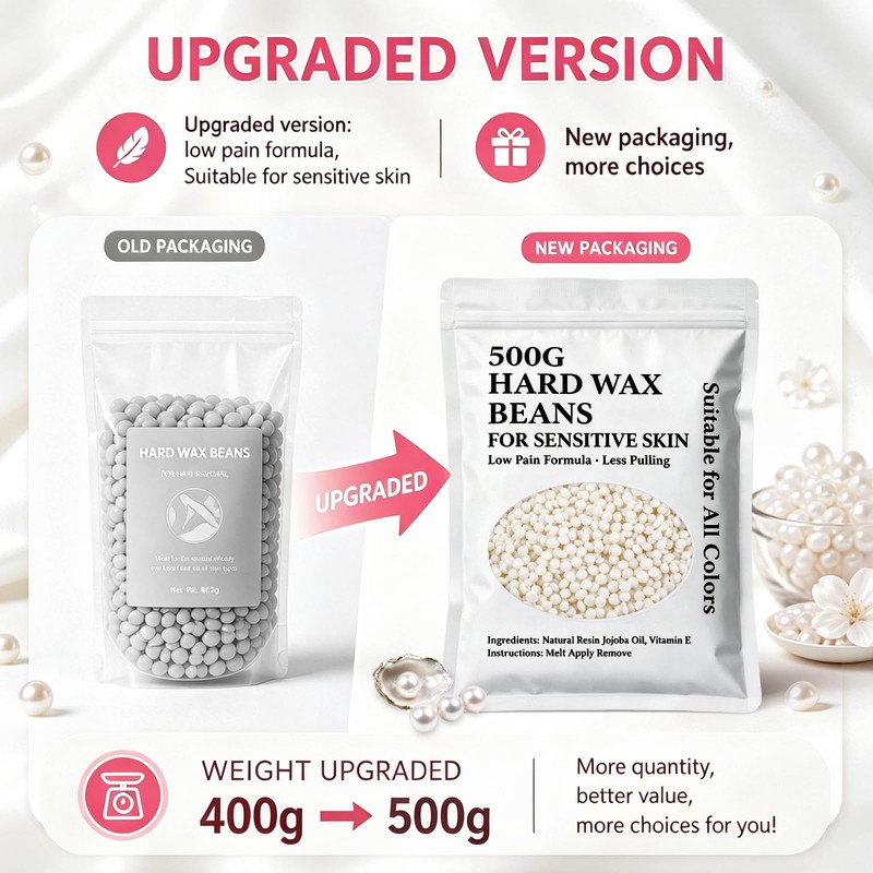 Leaflai 500g Professional Hard Wax Beads for Hair Removal,White