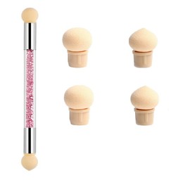 HIGHROCK Sponge Nail Brush Picking Dotting Gradient Pen Brush Double Head Sponge Nail Brush Rhinestone Nail Painting Brush with 4 Pieces Replacement Head (pink)
