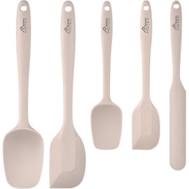 HOTEC - Juego de espátulas de goma de silicona resistente al calor de 700 °F, espátulas de cocina para hornear, mezclar para utensilios de cocina antiadherentes, apto para lavaplatos, juego de 5
