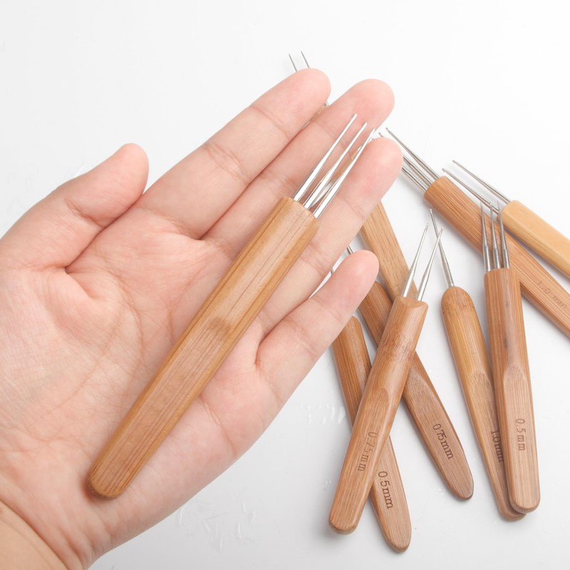 9 pieces dreadlock crochet hook for hair, 0.5/0.75/1 mm crochet