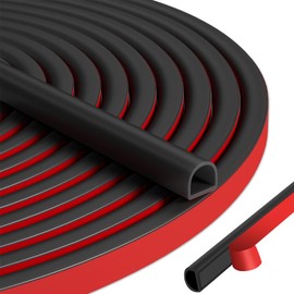Xbaiyanr 20FT Silicone Weather Stripping Door Seal,Self Adhesive Door Weather Stripping,D Shaped Soundproofing Door Seal Strip for Door Frame Insulation Large Gap(3/8“W×5/16”T Black)