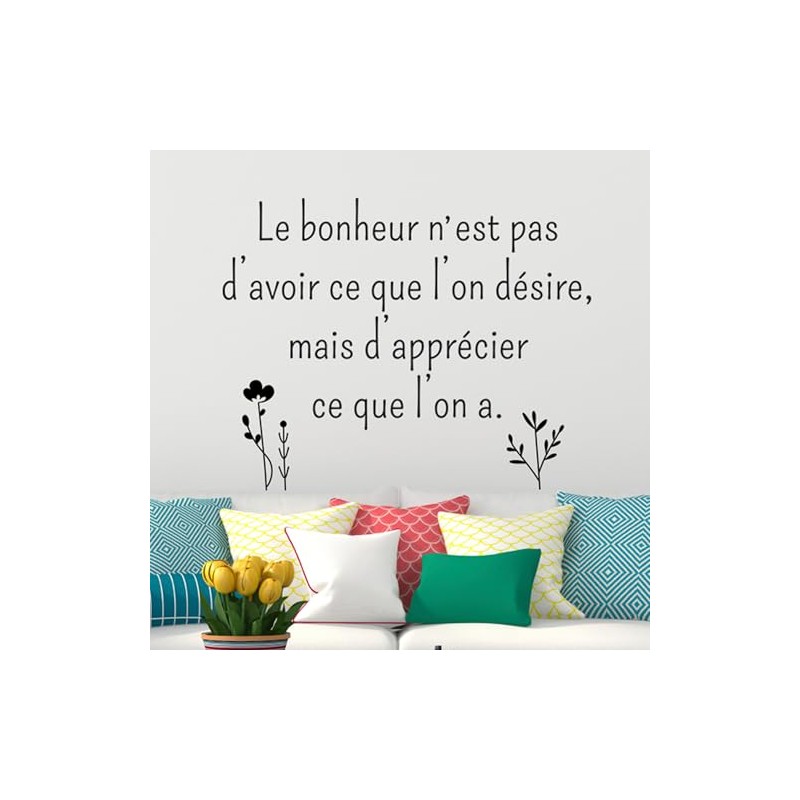 Ambiance-Live Quote Happiness Sticker Black