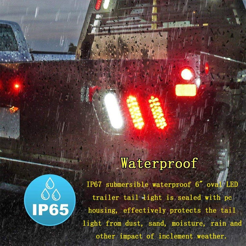 NPAUTO 6" Oval LED Trailer Lights 24 White LED Reverse