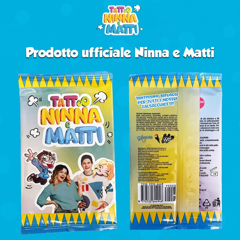 NINNA e MATTI 2 Packs of Temporary Tattoos for Kids,
