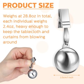 Lounsweer 12 Pcs Tablecloth Weights Stainless Steel Tablecloth Clips Added Weights for Outdoor Picnic Garden Patio Party Camping Dinner Table Cover Decoration