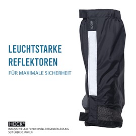 HOCK Bicycle Rain Gaiters with Reflectors, Unisex, Ankle Length Gaiters, Overshoes, 100.0% Waterproof, Bicycle Rain Cover for Men and Women, L